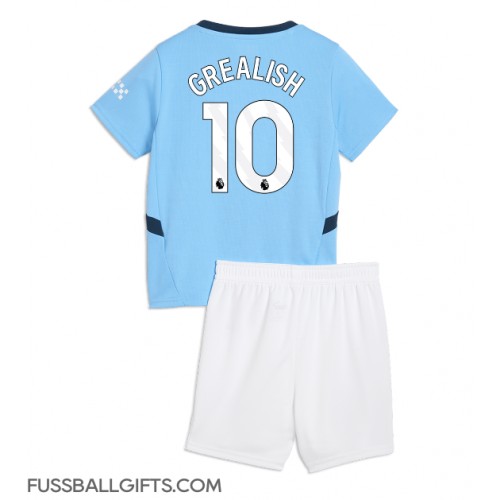 Manchester City Jack Grealish #10 Fußballbekleidung Heimtrikot Kinder 2024-25 Kurzarm (+ kurze hosen)